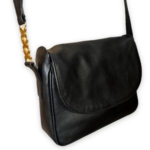 Vintage Paloma Picasso Purse Messenger Shoulder Bag Black Gold Hardware